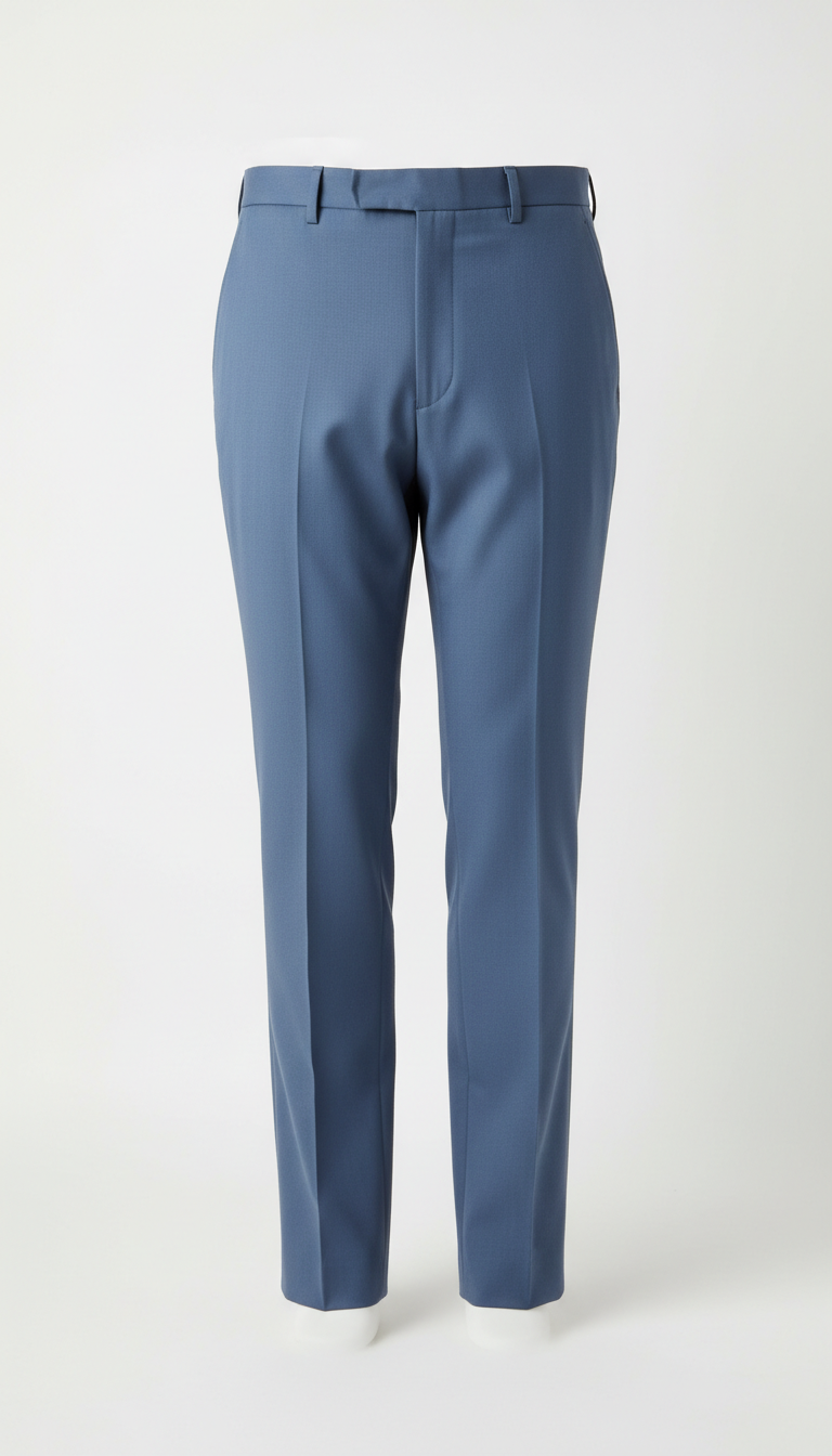 Slate Blue Tailored Wool Trousers
